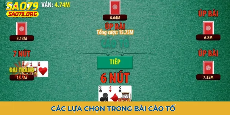bài cào tố Các lựa chọn trong bài cào tố